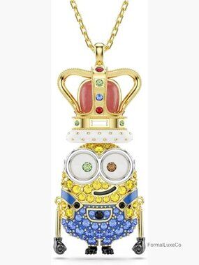 King Bob Minions Crystal Pendant Necklace Articulated Arms Lobster Clasp